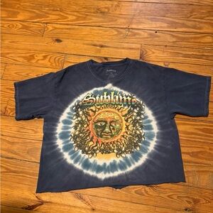 Cropped Sunburst Tie-Dye T-Shirt - Navy